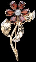 Flower Brooch with Garnets and Diamonds