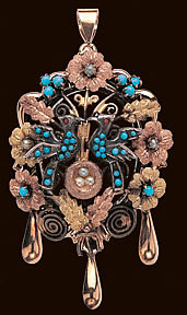 Tri-color victorian pin/pendant/hairlocket