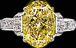 Oval fancy yellow diamond and  round diamond ring